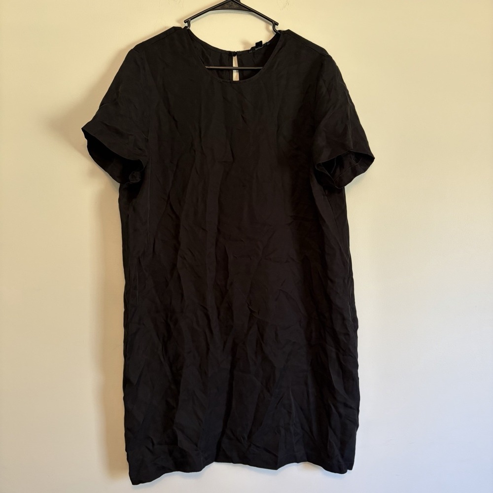 J. Crew Dress XL Womens Black Short Sleeve Shift Pullover Lightweight Minimalist